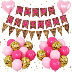 Pink Leopard Decorations, Gold Cheetah Print Animal Balloons Hot Pink and Hea…