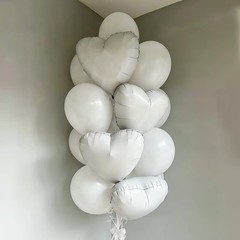 White Heart Balloons, 18Inch White Love Heart Foil Balloons, 12PCS Valentine …