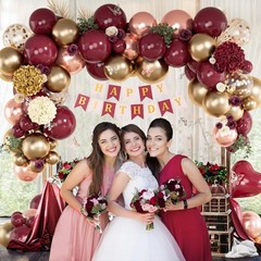 Burgundy Birthday Party Decorations with Happy Birthday Banner Tissue Tassels…