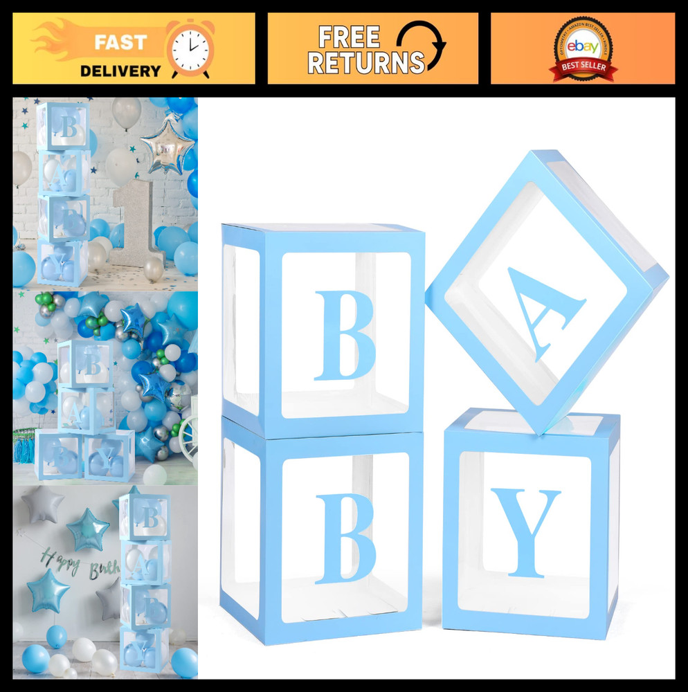 Transparent Baby Boxes with Letters for Baby Shower, Gender Reveal & Birthday De