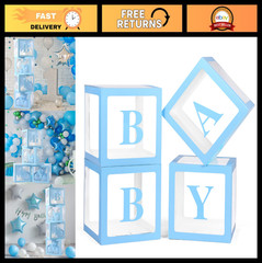 Transparent Baby Boxes with Letters for Baby Shower, Gender Reveal & Birthday De