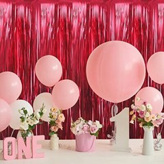 3.2 ft x 9.8 ft Metallic Tinsel Foil Fringe Curtains Party Photo 1 Burgundy