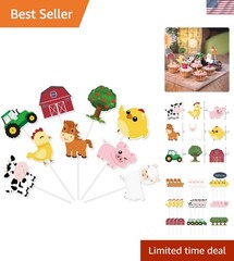 36 PCS Farm Cupcake Toppers – Farm Animal Birthday Decorations Animal Cake To…