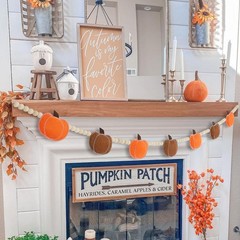 DAZONGE Fall Decor, Fall Decorations for Home, Felt Pumpkin Garland and Wood