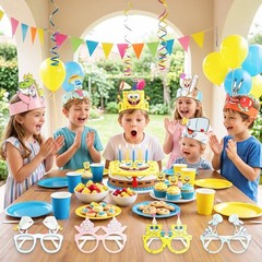24 Pcs SpongeBob Birthday Party Decoration Set Kids SpongeBob Photo Booth Props