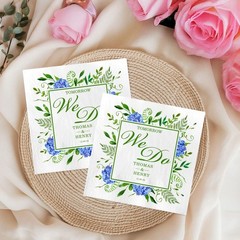 Personalized Wedding Napkins Hydrangea Floral Reception Decor SATTNA0713