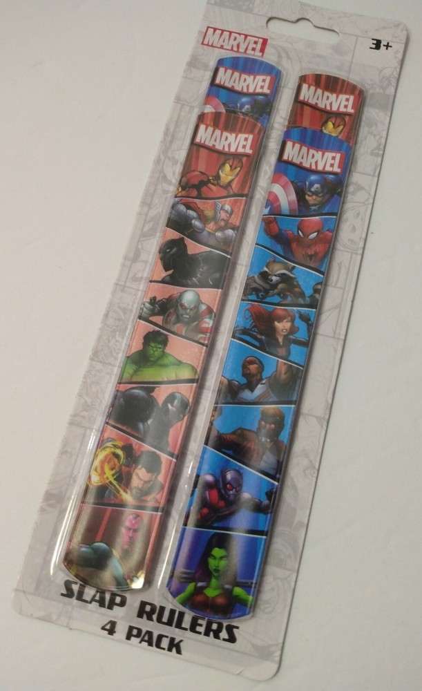 Marvel Slap Rulers 4 Pack Spider Man Iron Man New