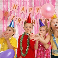 10 Pack Pink Tinsel Curtain Backdrop – Foil Fringe Party Decorations for Birthda
