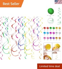 Colorful Ceiling Swirl Foil Decorations Hanging Plastic Streamer Themed Swirl…