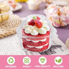 100 Pack Individual Cupcake Containers Plastic Cupcake Holders Deep Dome Muff…