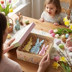 Wooden Easter Bunny Decor Table Centerpiece Tiered Tray Home 58 Inch 3 PCS