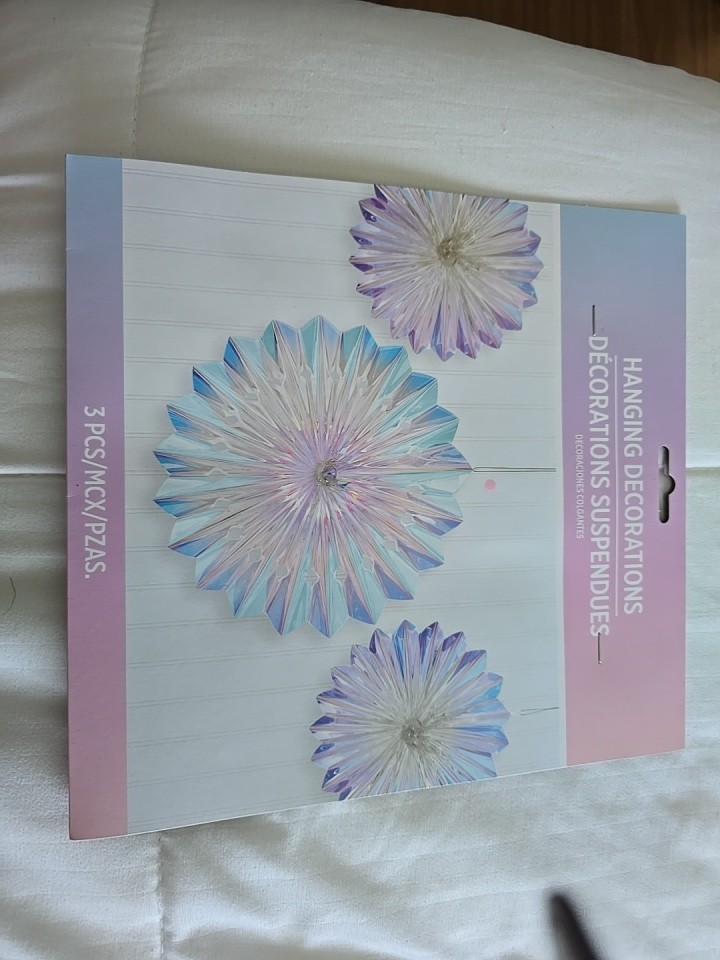 «Iridescent Hanging Party Decorations 3 PCS Paper Fans for Wedding Baby Shower»