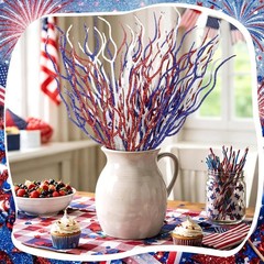 Versatile 16-Pack Red, White & Blue Glitter Sticks for 4th of July Celebrations