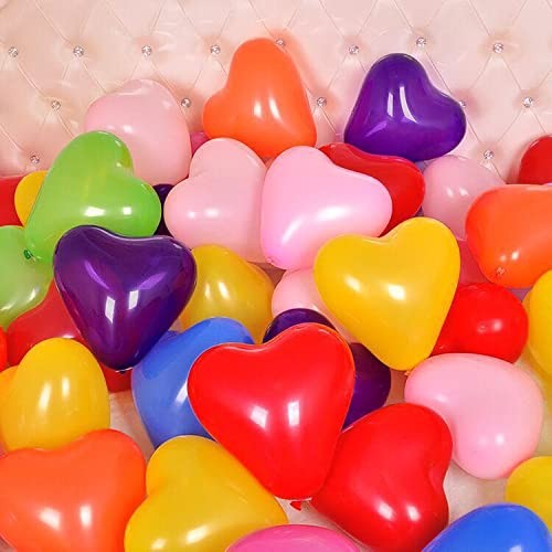 100 6-inch Heart shaped balloons 10 Kinds of Mixed Color Latex Balloons for V…