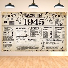 80th Birthday Party Decorations Vintage Back in 1945 Banner 80 Year …