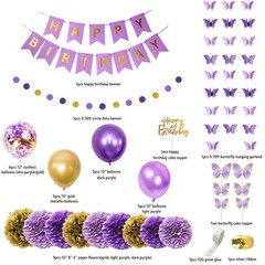 Decoraciones De Cumpleanos Moradas Para Mujeres Y Ninas Garlan Colgante De M…