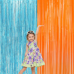 2 Pack Blue Orange Foil Metallic Fringe Curtains for Party Decorations Blue Oran
