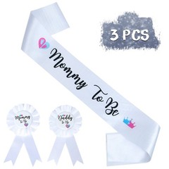 HAPPYLAND Gender Reveal Decorations Sash and Tinplate Badge Mommy to Be and…