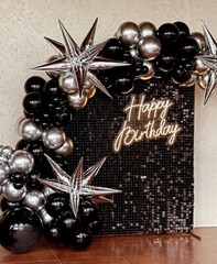 Black Shimmer Wall Backdrop 10 pcs Sequin Wall Panels for Party Backdrop