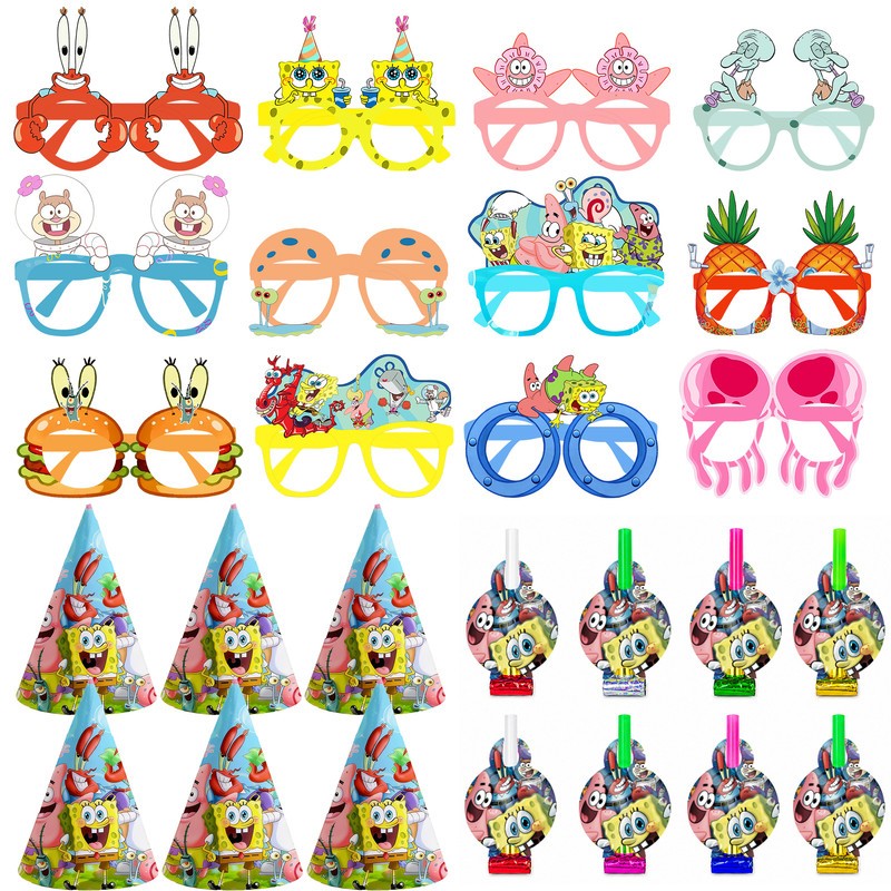SpongeBob Paper Glasses SpongeBob Party Decoration Blowouts Hat Photo Booth Prop
