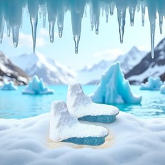 2 Pieces Arctic Iceberg Model 3D Miniatures, Realistic Polar Bear Christmas C…