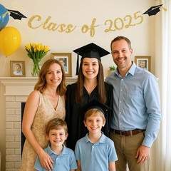 Class of 2025 Banner Gold Glitter Grad Decorations 2025 for Fireplace Wall Photo