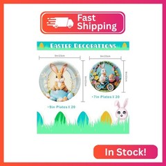 MDDRUIQI Easter Decorations – 40 Pack Easter Plates | Easter Decor – Easter Deco