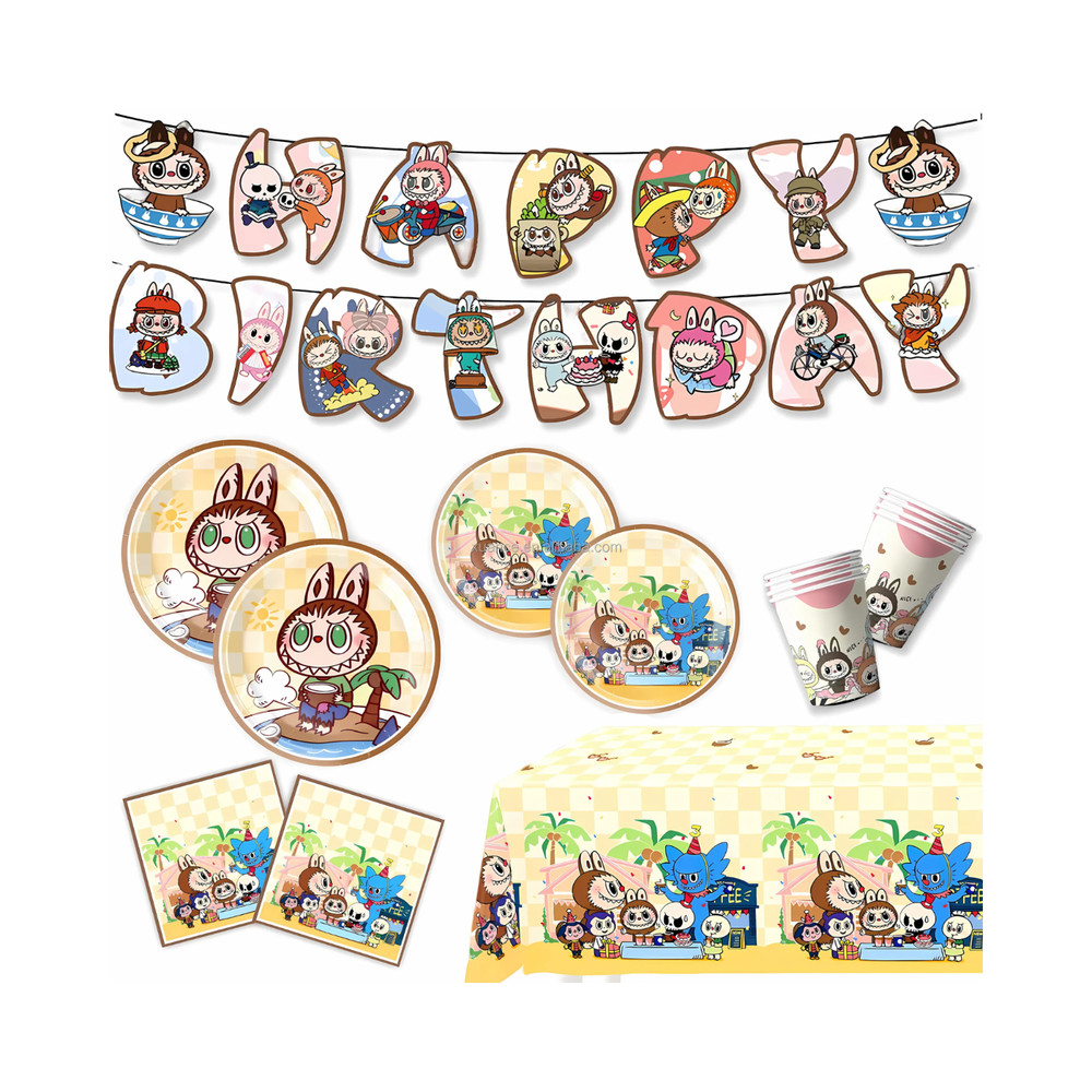Cartoon Monster Rabbit Birthday Party Decor Kit – Tableware Set for Kids 42 pack