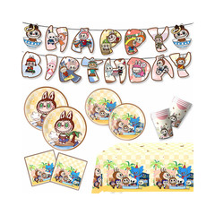 Cartoon Monster Rabbit Birthday Party Decor Kit – Tableware Set for Kids 42 pack