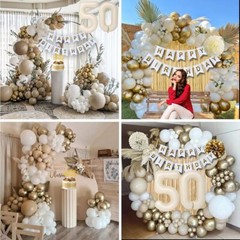 50th Birthday Decorations, Happy 50th Birthday Decorations White and Gold Bal…