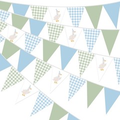 5 Pcs One Silly Goose Birthday Party Decorations Blue Green Gingham Print Pen…