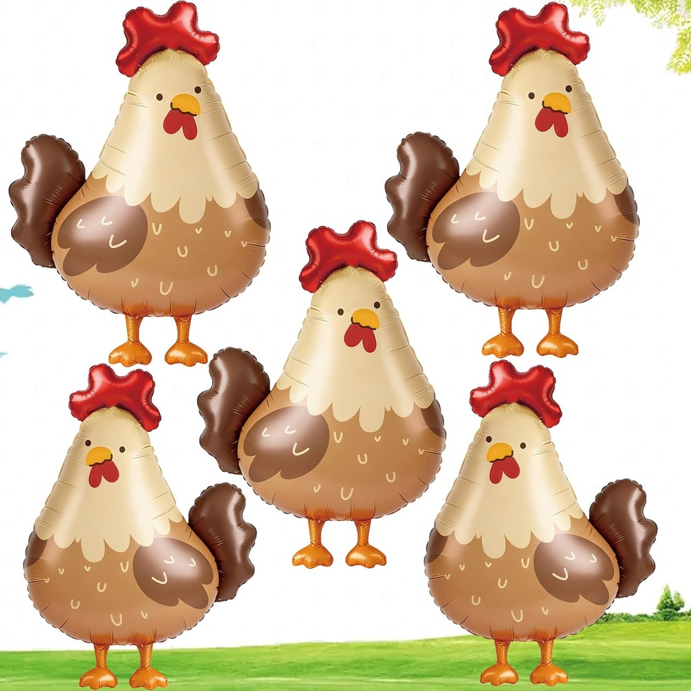 5 Pcs Chick Balloons Set – Farm Chicken Shaped Balloons for Spring Farm Anima…