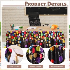 29 in x 9 ft Confetti Table Skirt for Teacher Desk Rectangular Tablecloth Skirt