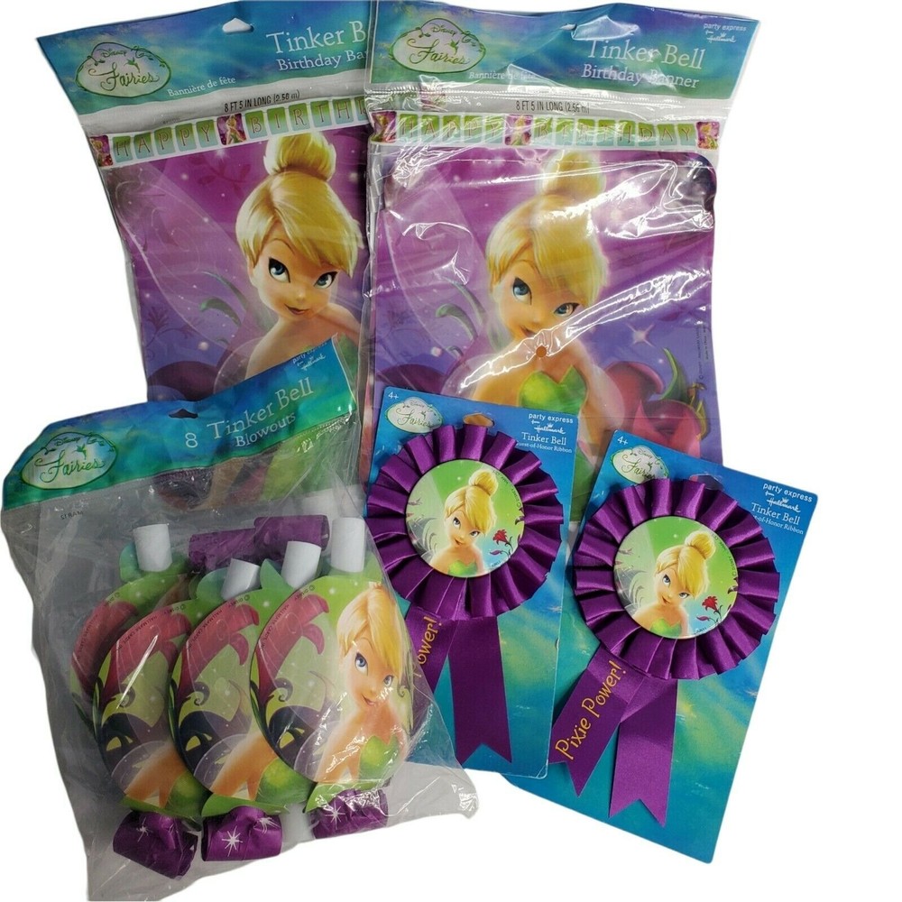 Tinkerbell Hallmark Disney Fairies Party Birthday Banner Blowers Award Ribbon