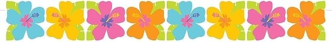 Amscan Hibiscus Printed Paper Garland, 8′ x 5 1/2″, Multicolor, 1 Pc