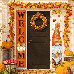 Fall Decorations Gnomes Pumpkin Maple Leaves Porch Sign Door Banners 12″x71″