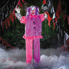 5 Ft. 8″ Animated Standing Clown with Black Balloon Halloween Decoration – ATC