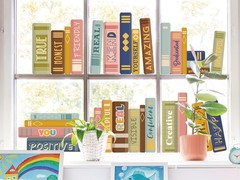 JarThenaAMCS Boho Book Window Clings Inspirational Stickers Multicolor
