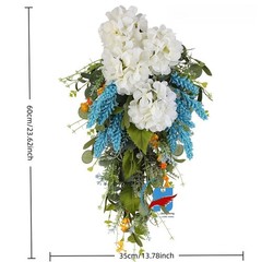 Minimalist Floral Wreath White Hydrangea 60 35cm for Festive Home Decor