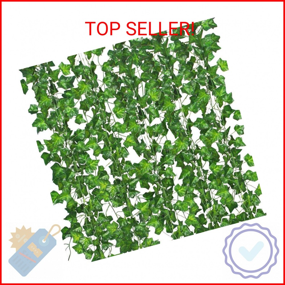12 Pack Fake Vines for Room Decor Artificial Ivy Garland with Clip Green Flowers