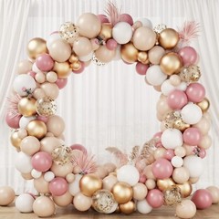 Kit de arco de guirnalda 130 globos rubor,retro rosa,crema,dorado para boda fies