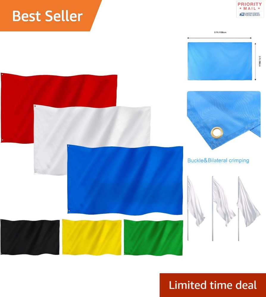 6 Pieces 3 x 5 Feet Flags Solid Color Blank Polyester for Garden Decoration
