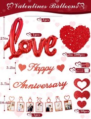 Happy Anniversary Decorations Set, Happy Anniversary Photo Banner, Love Ballo…