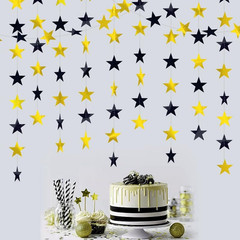 Black and Gold Shining Star Hanging Garland Black Gold Hanging Sparkling Star St