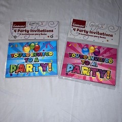 Birthday Party 7pc Bundle – Invitations-￼ Banners-Confetti- Bday Badges