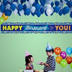 True Blue Party Multicolor Happy Birthday Foil Banner – 12′ (Pack