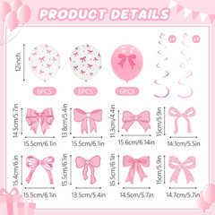 Bow Birthday Party Decorations, Pre-Strung Pink Bow Happy Birthday Banner, Cute
