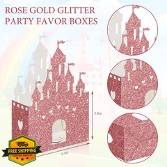 Chrisfall 24 Pieces Princess Castle Candy Boxes Glitter Princess Castle Party…