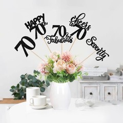15 PCS 70th Birthday Centerpieces Sticks Black Table Toppers Party Decor