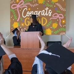 Watercolor Floral Graduation Banner Backdrop – Decor for Graduation